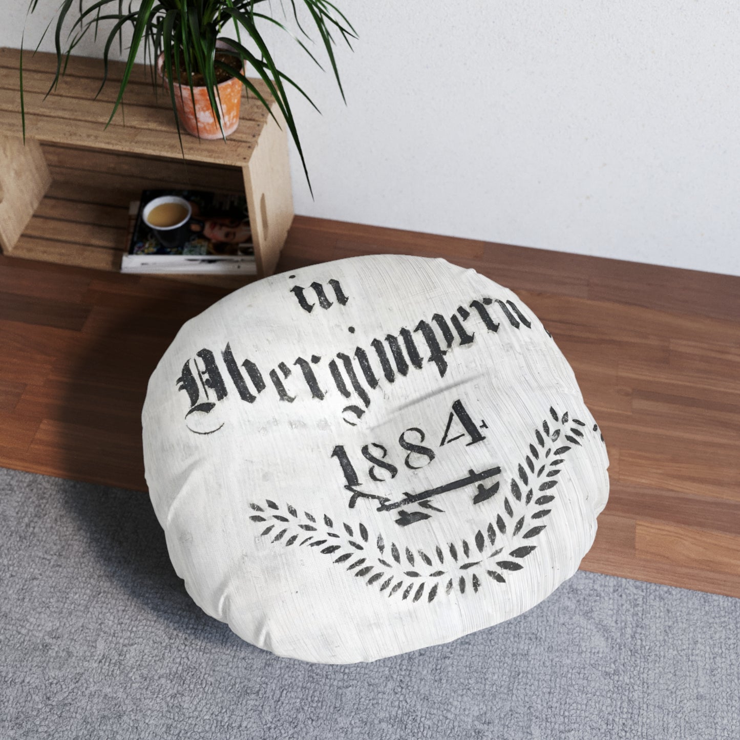 30x 30 Floor Pillow -European Grain Sack Inspired Round Floor Cushion