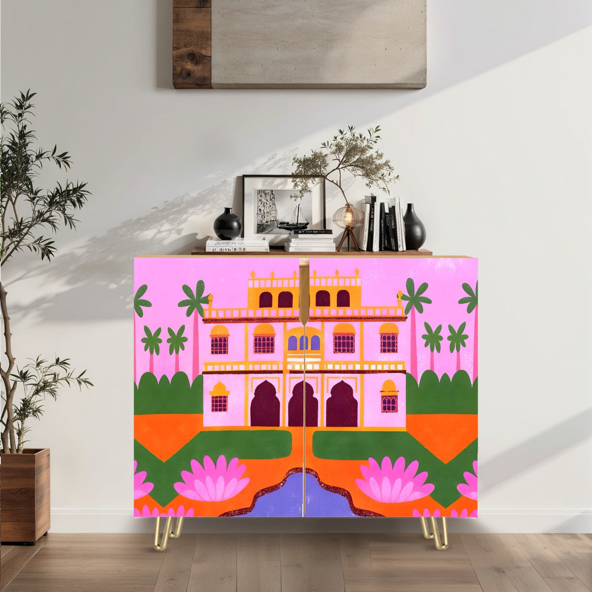 Pink Palace Cabinet – Architectural Statement Furniture with Vintage Indian Grandeur