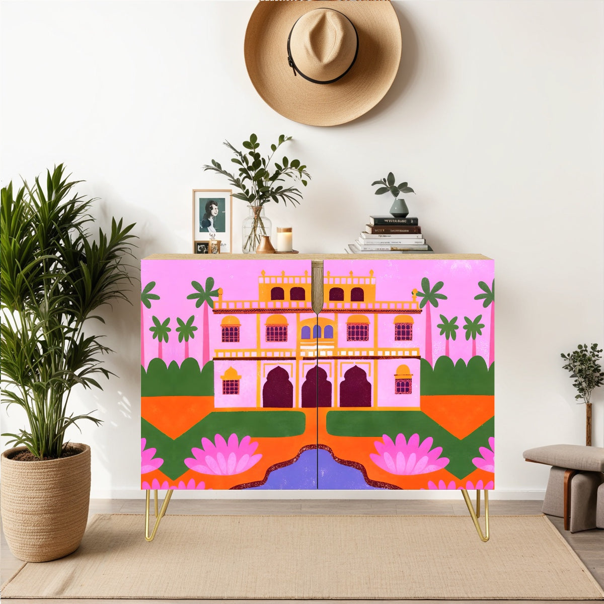 Pink Palace Cabinet – Architectural Statement Furniture with Vintage Indian Grandeur