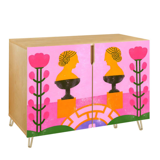 Pink Garden Muse-- Art-Inspired Cabinet with Classical Vibes