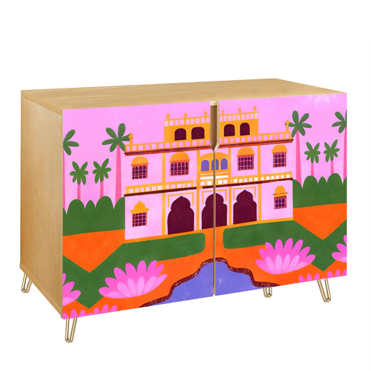 Pink Palace Cabinet – Architectural Statement Furniture with Vintage Indian Grandeur