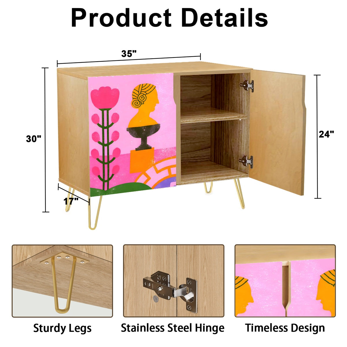 Pink Garden Muse-- Art-Inspired Cabinet with Classical Vibes